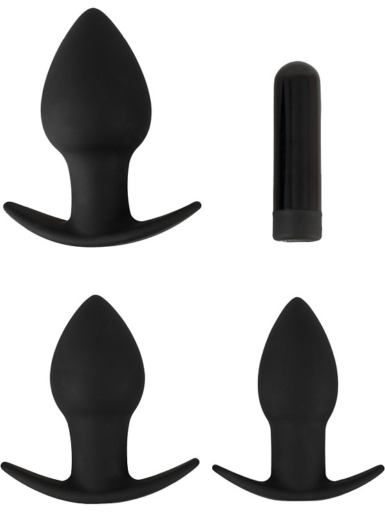 Sett med 3 Analplugger og 1 Bulletvibrator